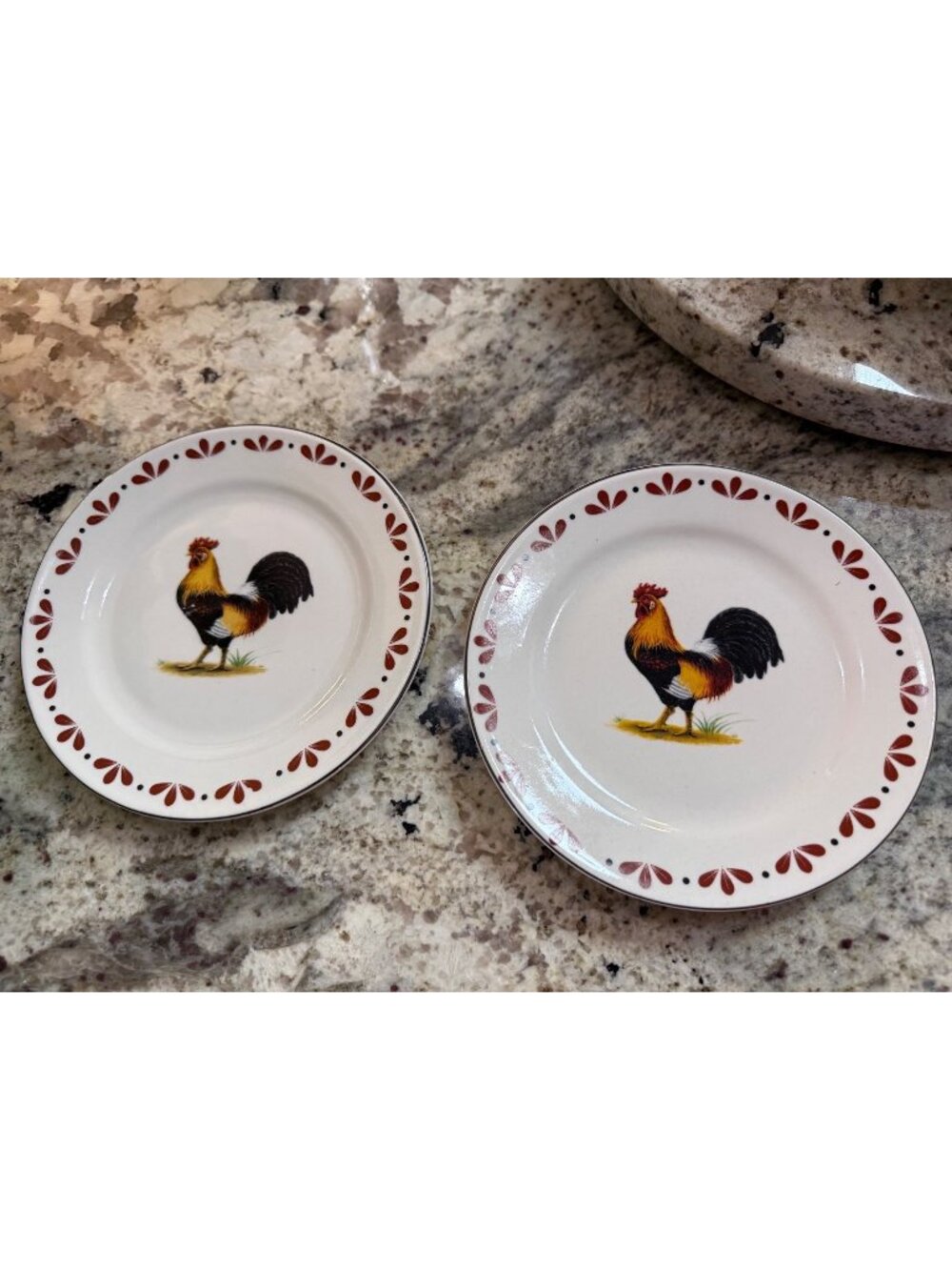 2 Vintage TodaysHome Rooster Salad Plates Rustic Country Farmhouse Cottagecore